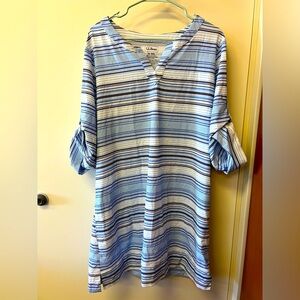 LL Bean blue striped swim coverup dress.  NWT